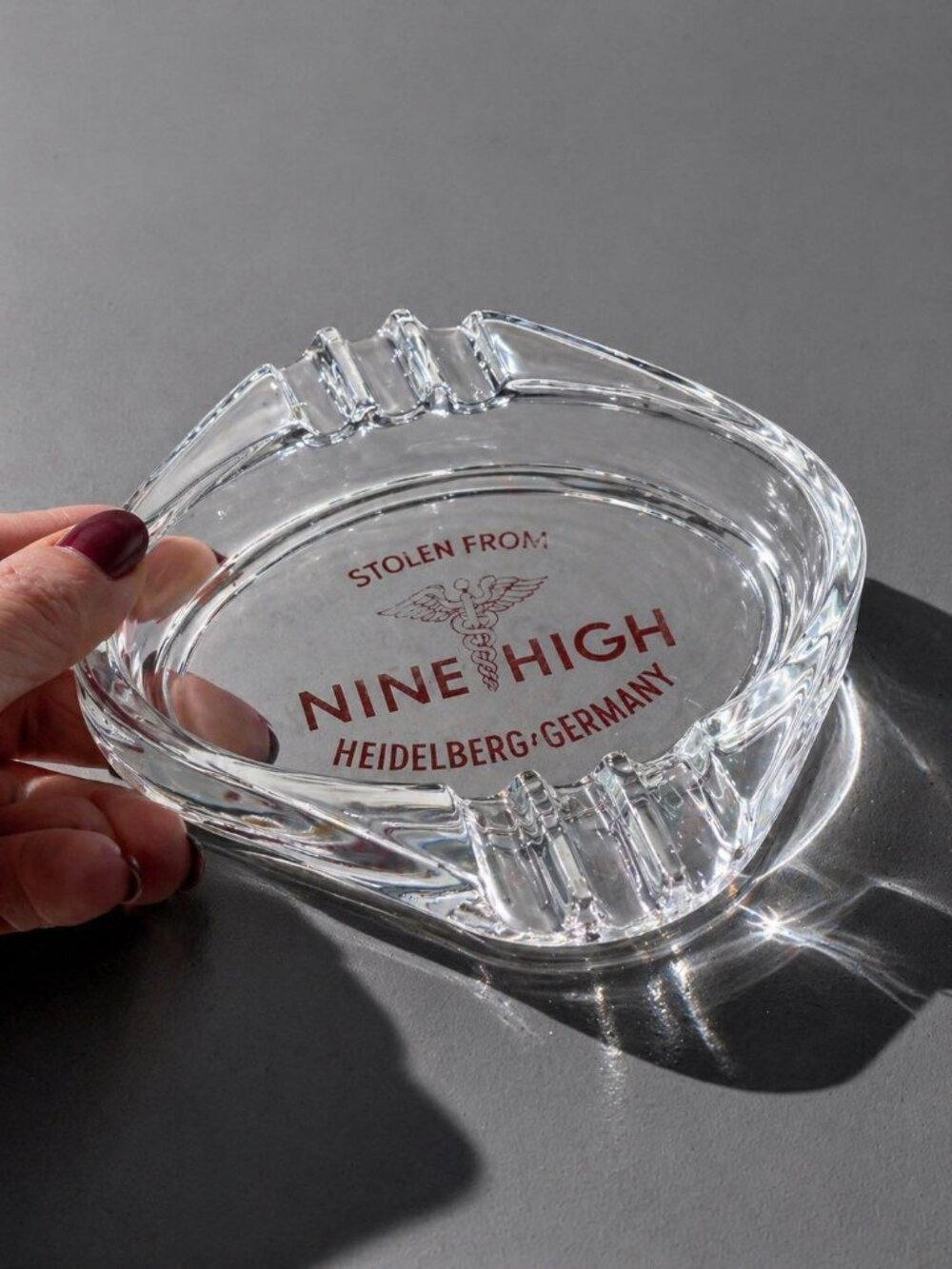 Vintage “Nine High” Ashtray Heidelberg Germany Military Souvenir Aviation Glass - Picture 2 of 4